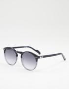 Spitfire Cut Eighteen Round Sunglasses In Black With Fade Lens