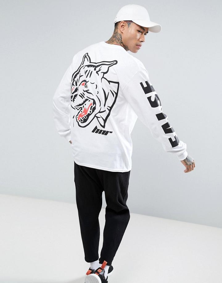 Hnr Ldn False Back Print Long Sleeve Top - White