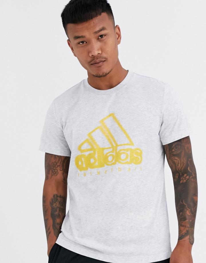 Adidas Performance Basketball Logo T-shirt In Gray - Gray