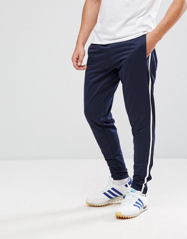 Brave Soul Vintage 1 Stripe Taped Joggers - Navy