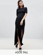 Asos Tall Ultimate Double Split Front Maxi Dress - Black