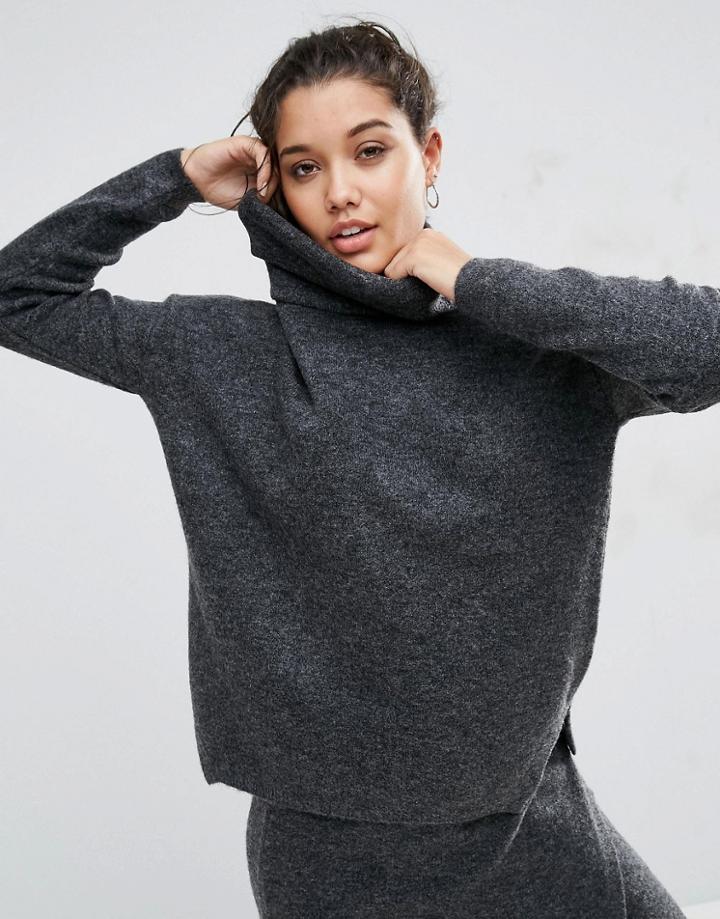 Asos Co-ord Sweater With Roll Neck In Clean Knit - Gray