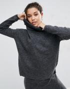 Asos Co-ord Sweater With Roll Neck In Clean Knit - Gray
