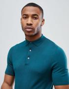 New Look Muscle Fit Polo Shirt In Teal - Green