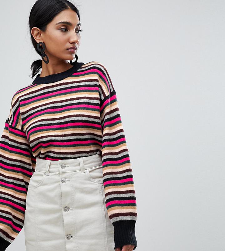 Warehouse Oversized Sweater In Stripe - Multi