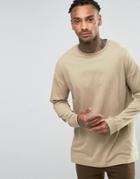 Asos Oversized Long Sleeve T-shirt - Beige
