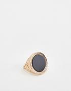 Chained & Able Chunky Gold Ring With Black Stone