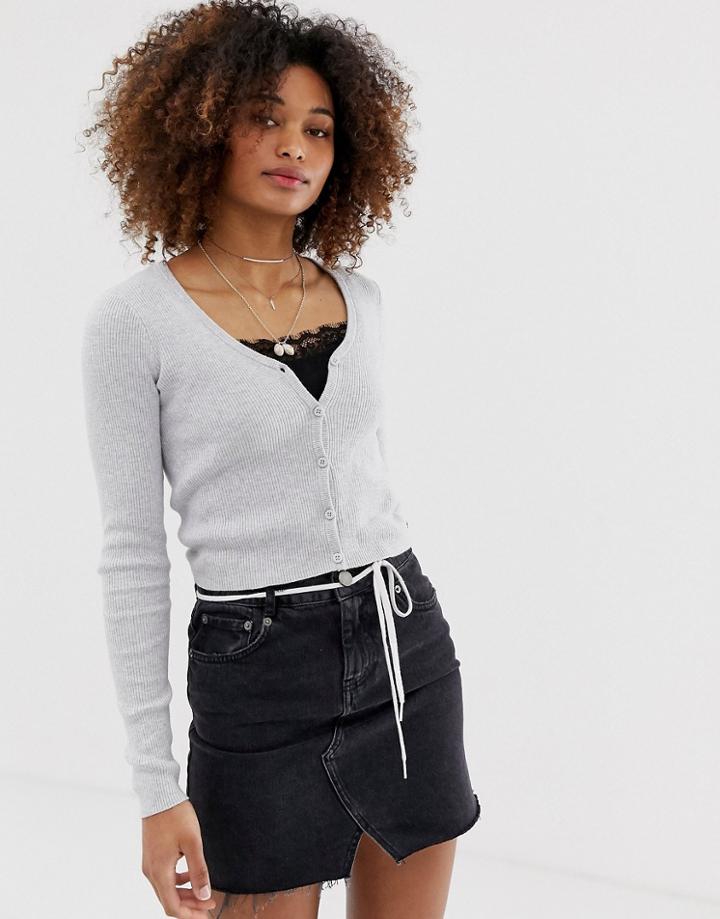 Hollister Shrunken Cardigan - Gray