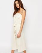 Sessun Midi Dress With Tassel Details In White - Cream