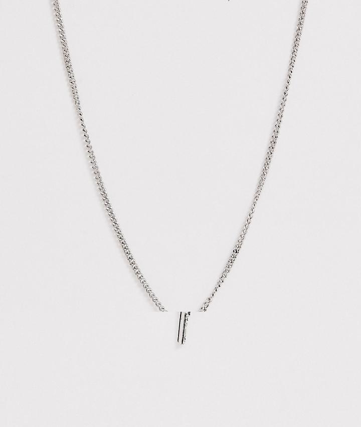 Asos Design Necklace With Key Pendant In Silver Tone - Silver