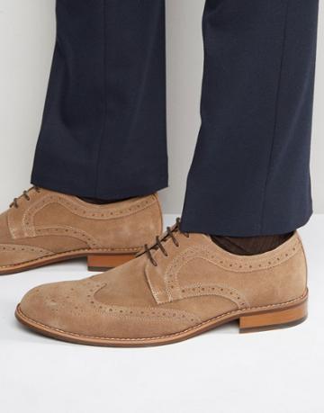 Dune Radcliffe Suede Derby Brogue Shoes - Beige