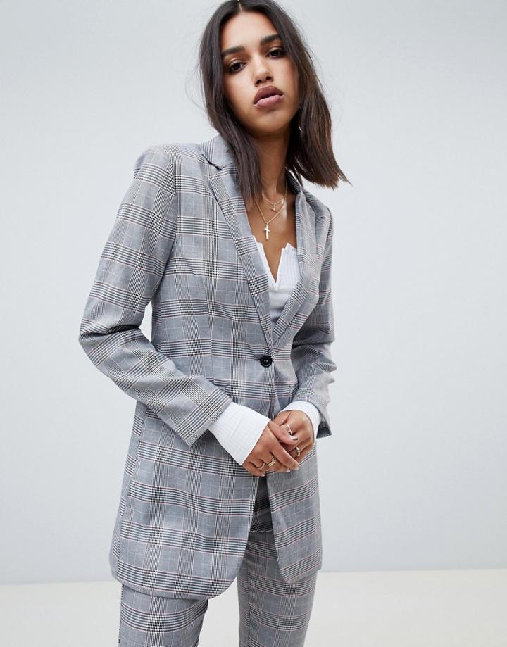 Na-kd Two-piece Tailord Check Blazer In Gray - Gray