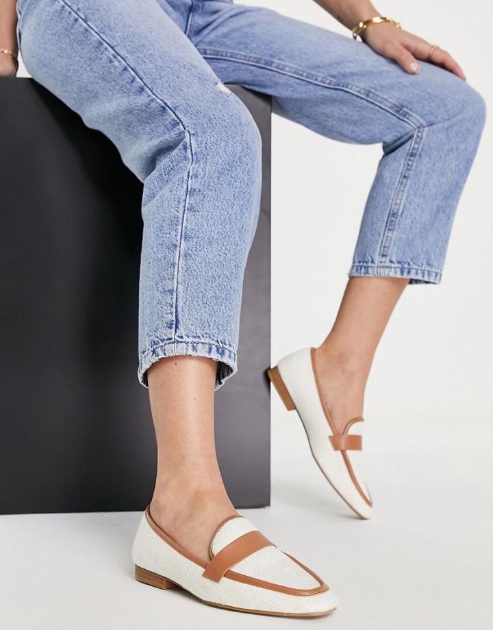 Asos Design Megan Woven Flat Loafers In Natural/tan-neutral