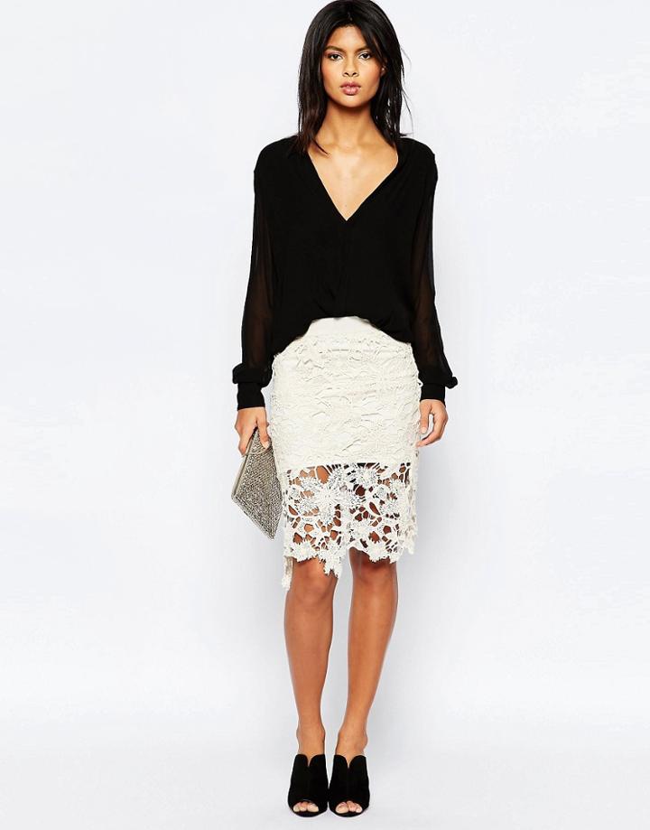 Pussycat London Crochet Skirt - Cream