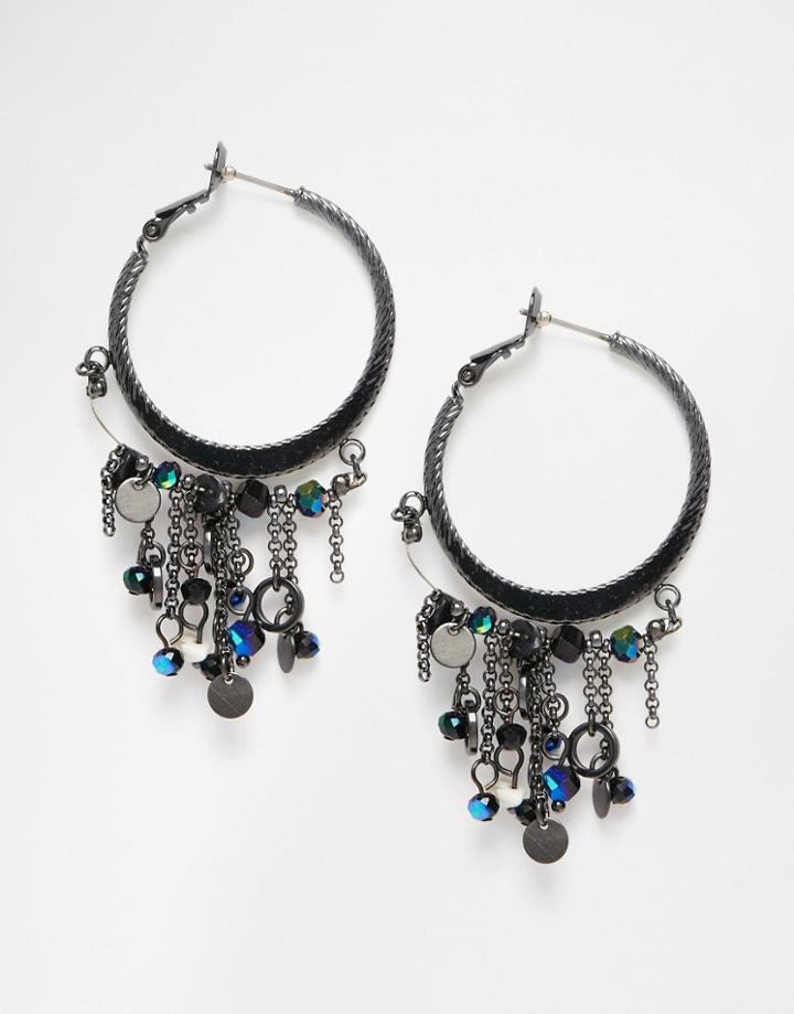 Pilgrim Statement Hoop Earrings - Black
