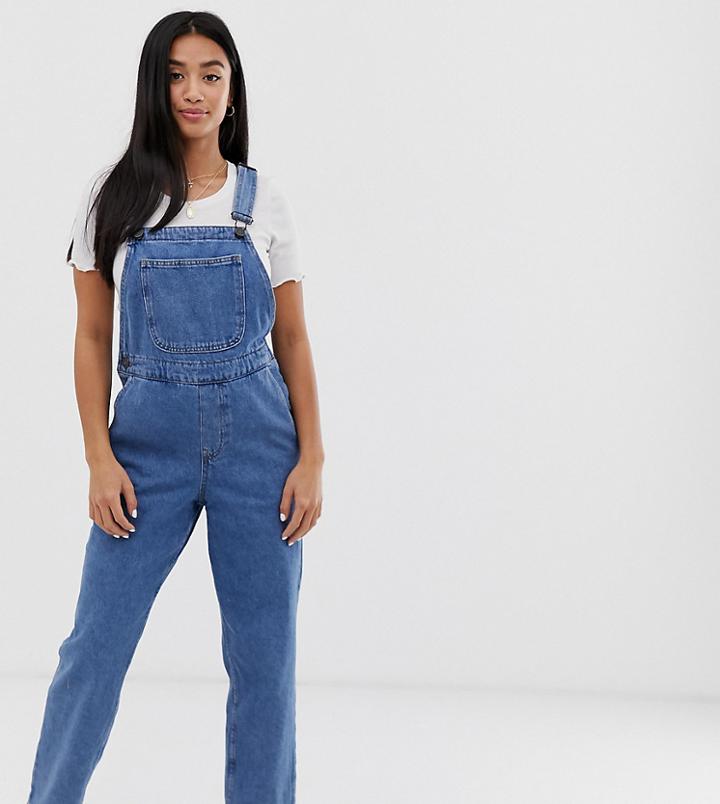 Noisy May Petite Mom Denim Overall - Blue