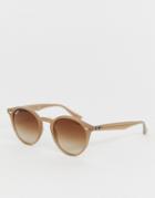 Ray-ban 0rb2180 Round Sunglasses In Taupe - Beige