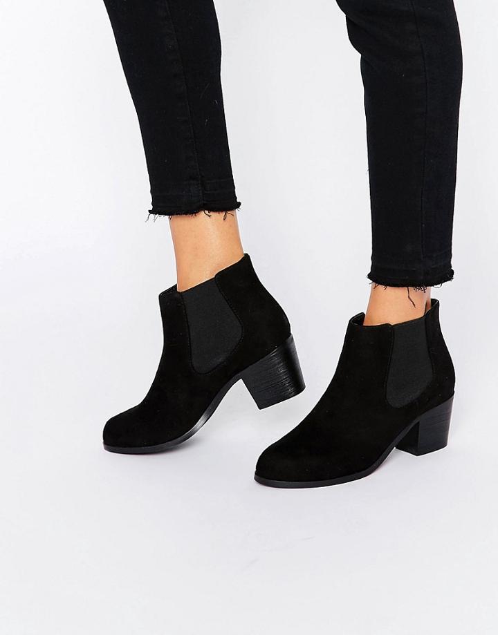 London Rebel Mid Chelsea Boots - Black Microfibre