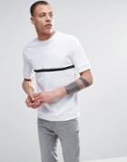 Adpt Crew Neck T-shirt With Drop Shoulder And Front Print Detail - Bright White