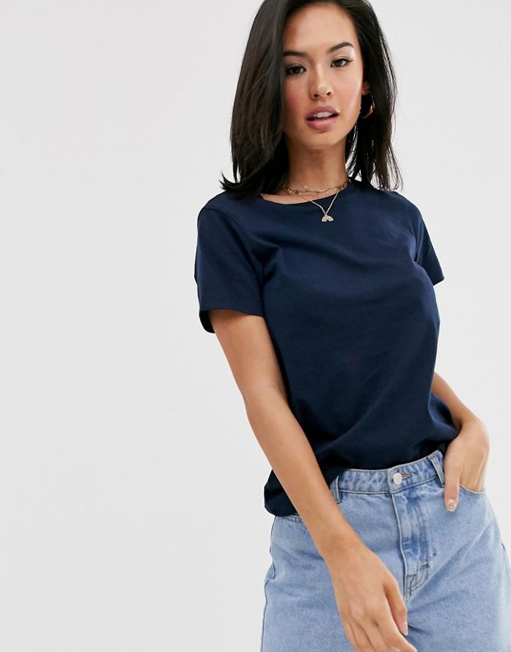 Asos Design Organic Cotton Crew Neck T-shirt In Navy - Navy