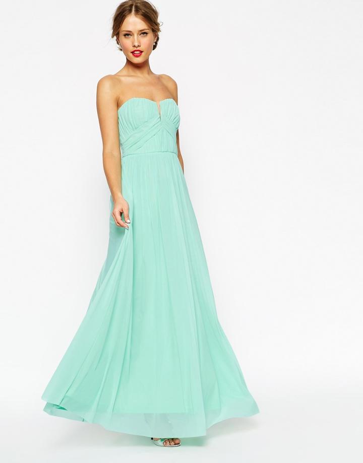 Asos Wedding Ruched Bodice Bandeau Maxi Dress - Mint $65.00