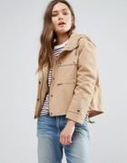 New Look Cropped Jacket With Hood - Beige