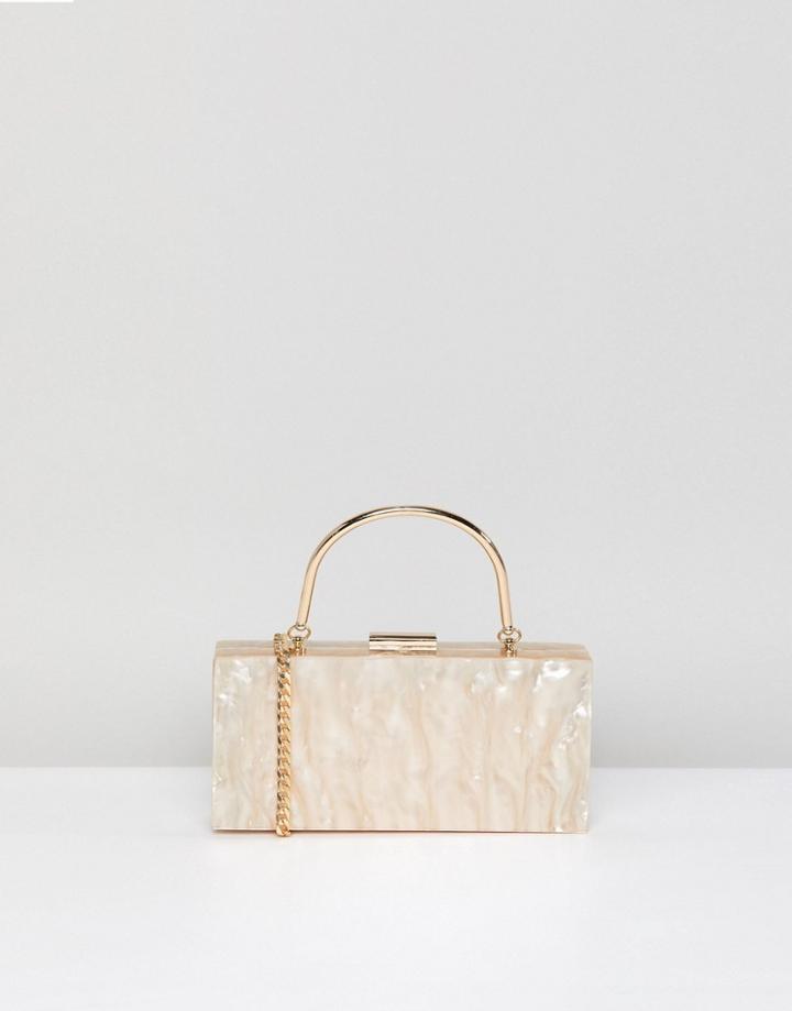 Asos Design Marble Clutch Bag With Metal Handle - Copper