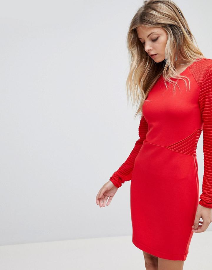 French Connection Jersey Panel Bodycon Dress-red