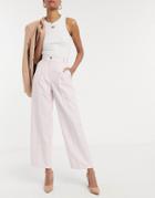 River Island Twill Wide Leg Pants In Pink-brown