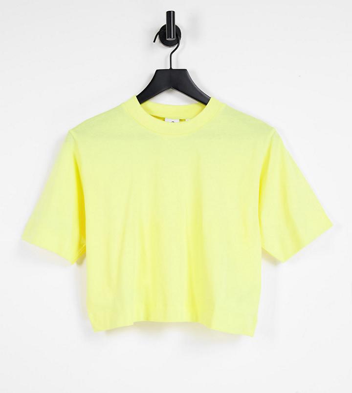 Collusion Cotton Crop Boxy T-shirt In Yellow - Orange