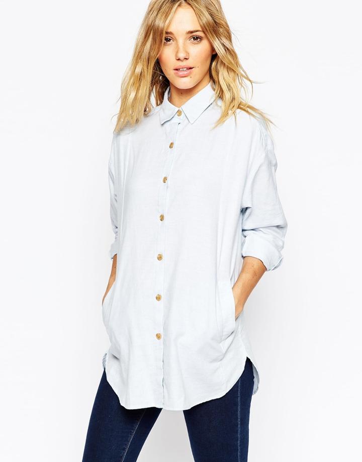 Asos Soft Twill Oversized Shirt - Blue