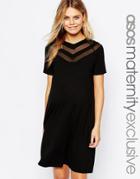 Asos Maternity Chevron T Shirt Dress - Black