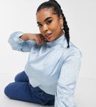Closet London Plus Satin Blouse In Powder Blue-blues