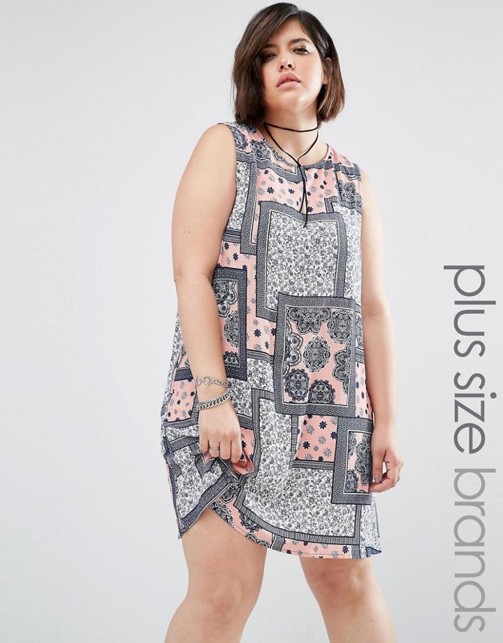 Alice & You Sleeveless Patched Print Shift Dress - Multi