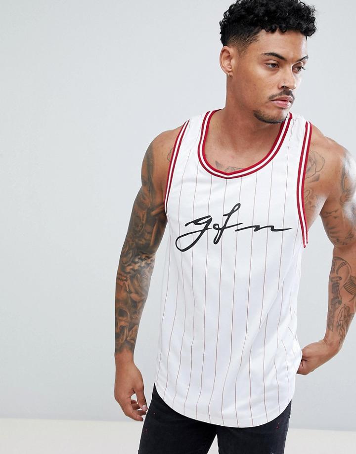 Good For Nothing Tank In White Pin Stripe - White