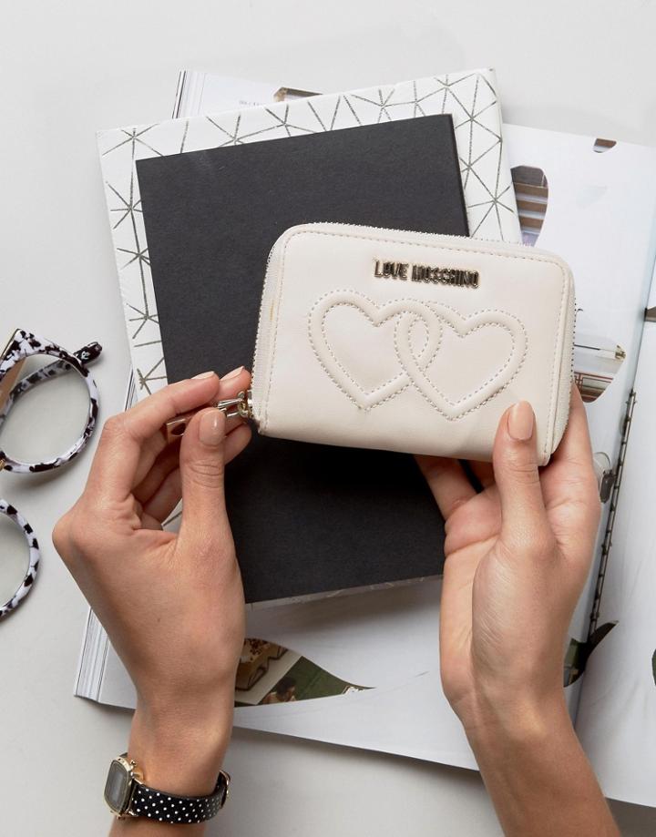 Love Moschino Double Heart Wallet - Cream