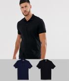 Asos Design 2 Pack Organic Jersey Polo Save - Multi