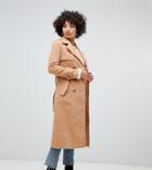 Missguided Trench Coat In Camel - Brown