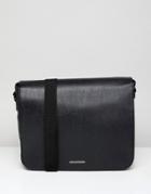 River Island Satchel With Flapover In Black