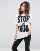 Ymc Stop And Think Long Tee - White