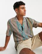 Pull & Bear Aztec Inspired Print Shirt In Multi