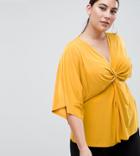 Outrageous Fortune Plus Knot Front Jersey Top In Yellow - Yellow