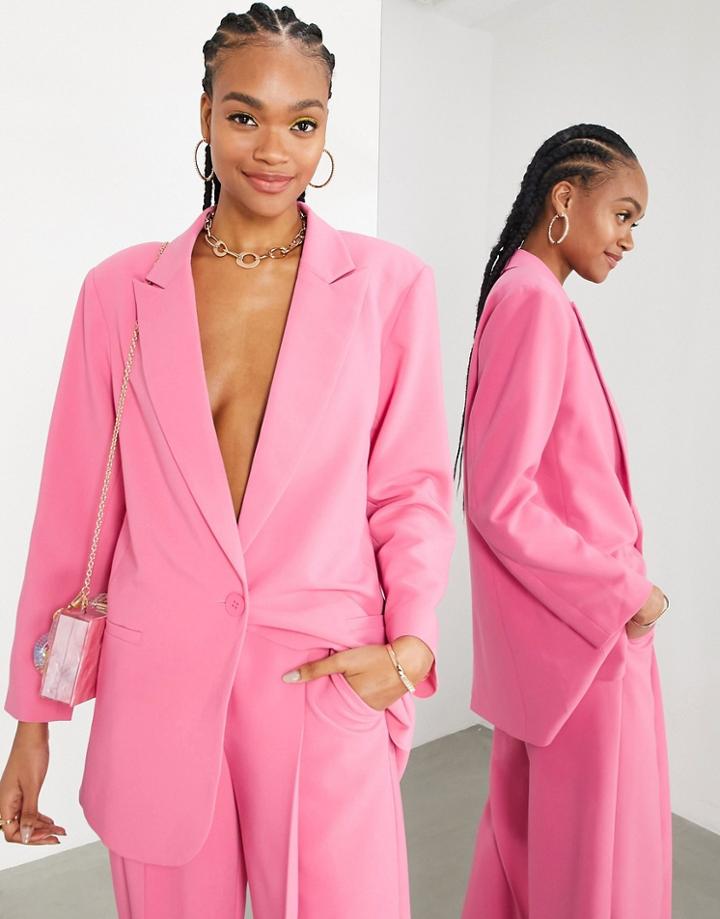 Asos Edition Oversized Longline Blazer In Pink