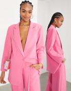 Asos Edition Oversized Longline Blazer In Pink