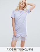Asos Petite T-shirt Dress With Lace Inserts - Multi