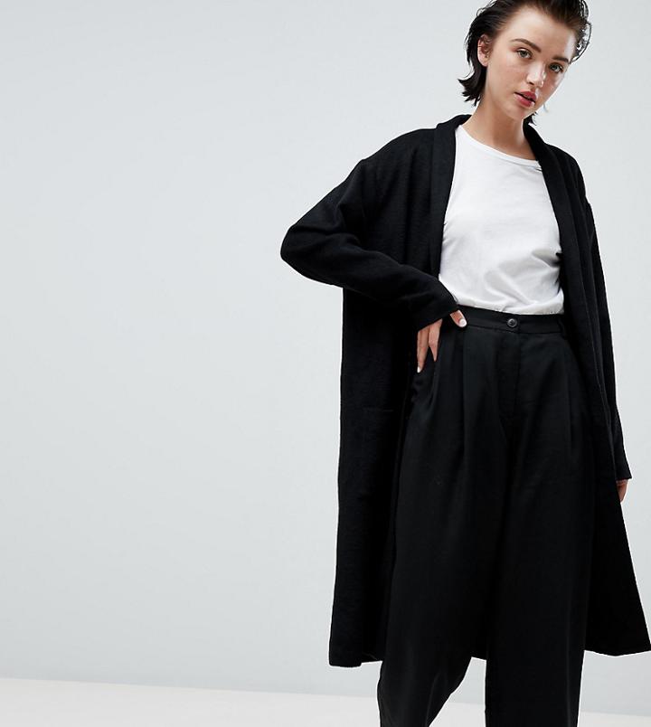 Weekday Drapey Knit Coat In Black