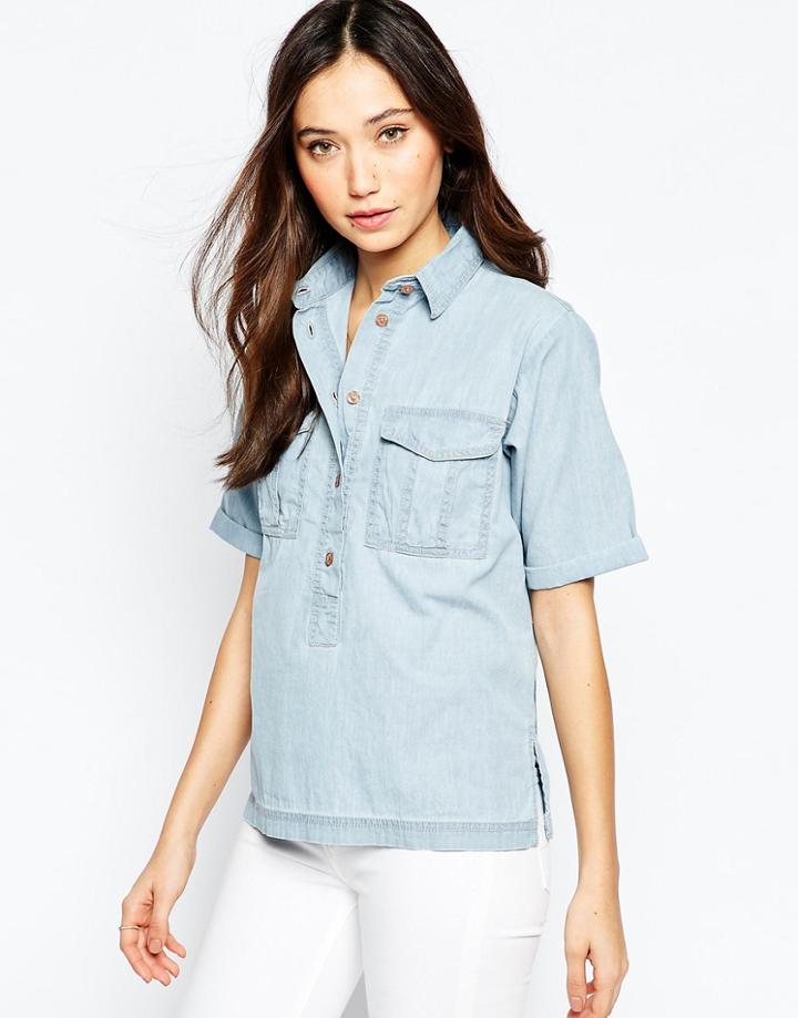 Influence Boxy Patch Pocket Shirt - Denim