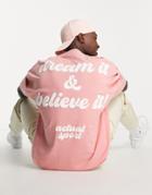 Asos Actual Oversized T-shirt With Vintage Sports Slogan In Pink