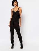 Vero Moda Ruffle Detail Tie Front Jumpsuit - Black