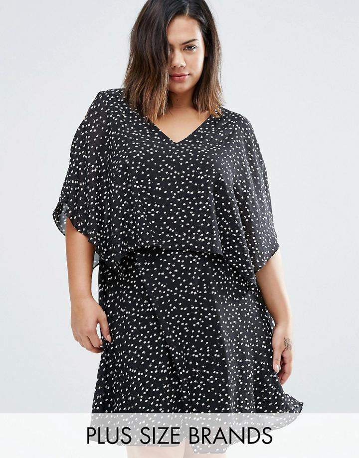 Koko Plus Overlay Dress With Cold Shoulder - Black